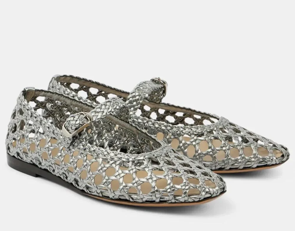 Le Monde Beryl Woven leather Mary Jane flats 36.5
